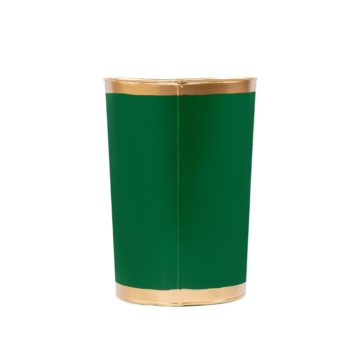 Mattie Emerald Green Oval Metal Garbage Can, Wastebasket, Bathroom Trash Can for Home Office, Bedroom, Vanity - Oval without Lid - Wastebaskets from Jaye's Studio
