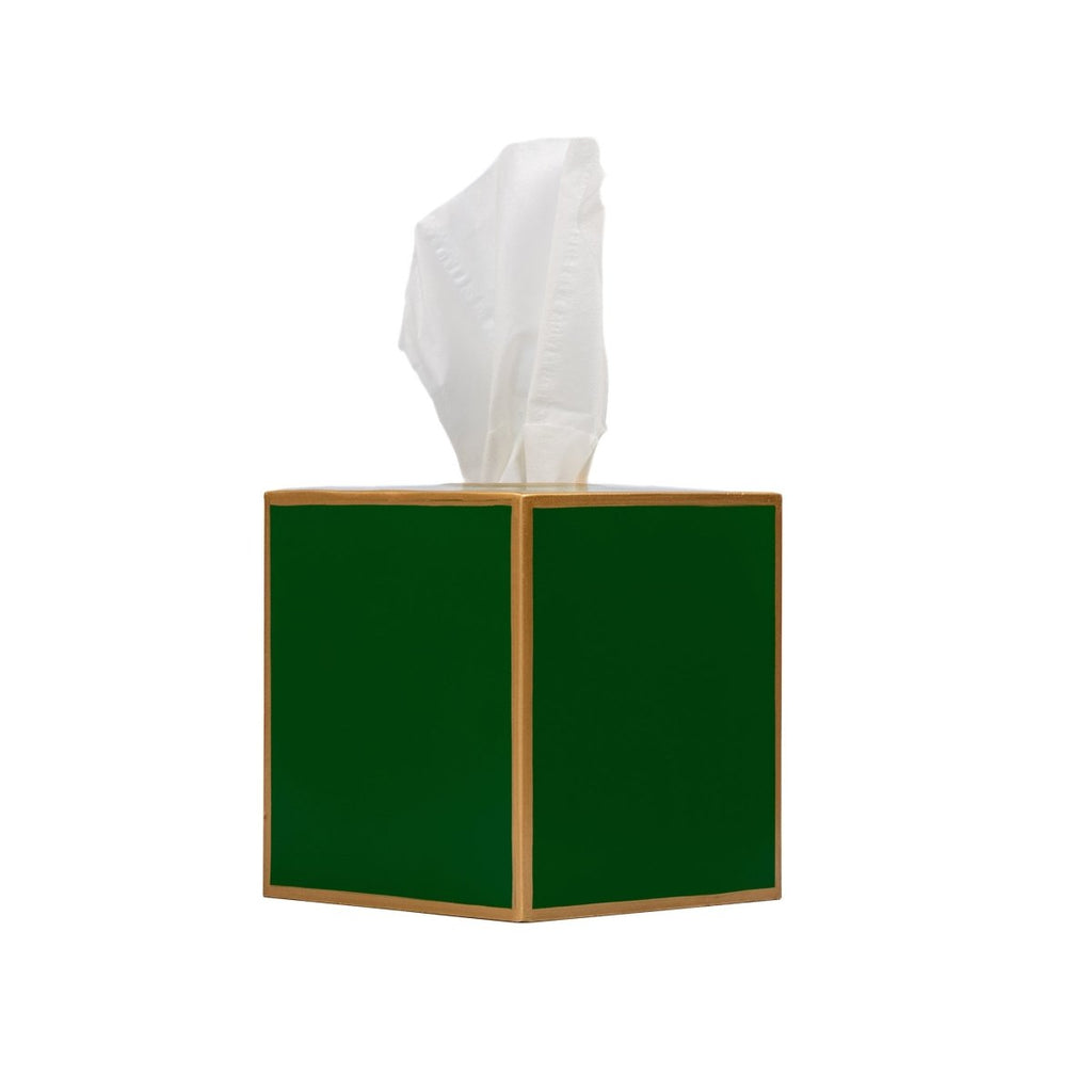 Mattie Emerald Green Square Metal Tissue Box Cover for Bathroom, Vanity, Bedroom, Home Office - Tissue Box Cover from Jaye's Studio