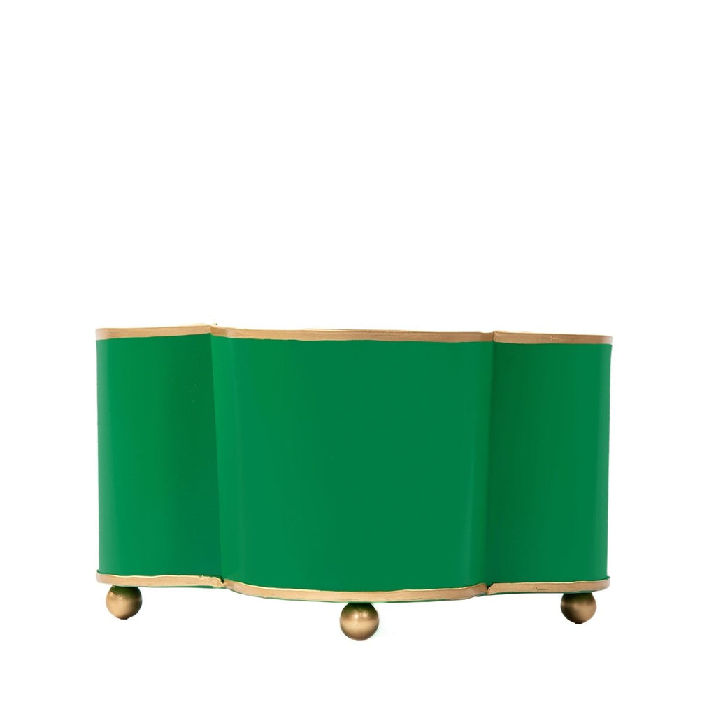 Mattie Green / Emerald Green Quatrefoil Metal Cachepot Planter For Bedroom, Office, Kitchen and Living Room - Cachepots from Jaye's Studio