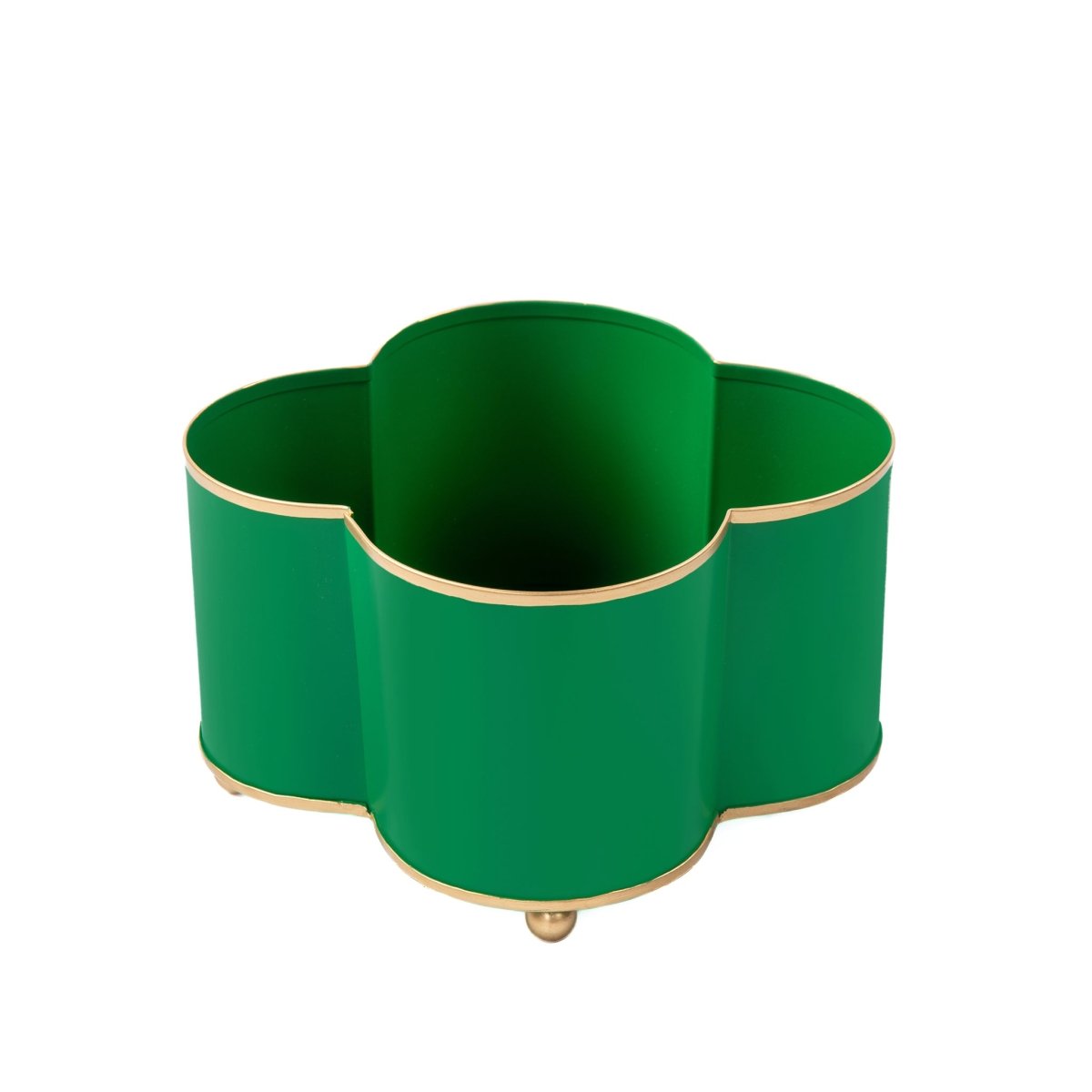 Mattie Green / Emerald Green Quatrefoil Metal Cachepot Planter For Bedroom, Office, Kitchen and Living Room - Cachepots from Jaye's Studio