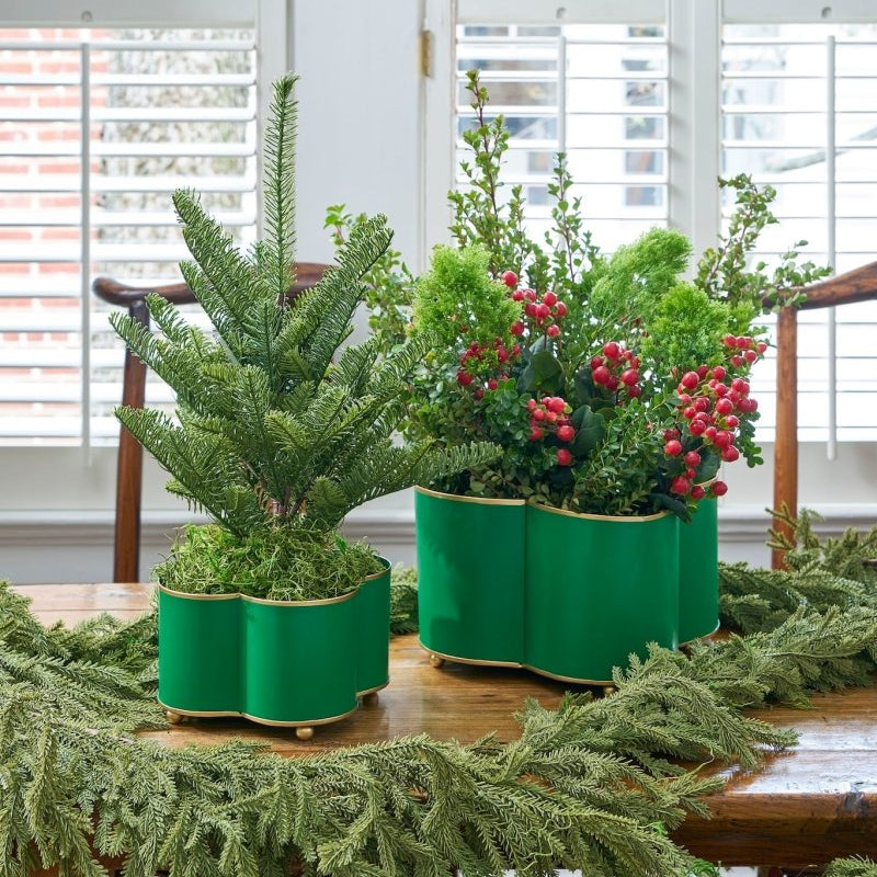 Mattie Green / Emerald Green Quatrefoil Metal Cachepot Planter For Bedroom, Office, Kitchen and Living Room - Cachepots from Jaye's Studio