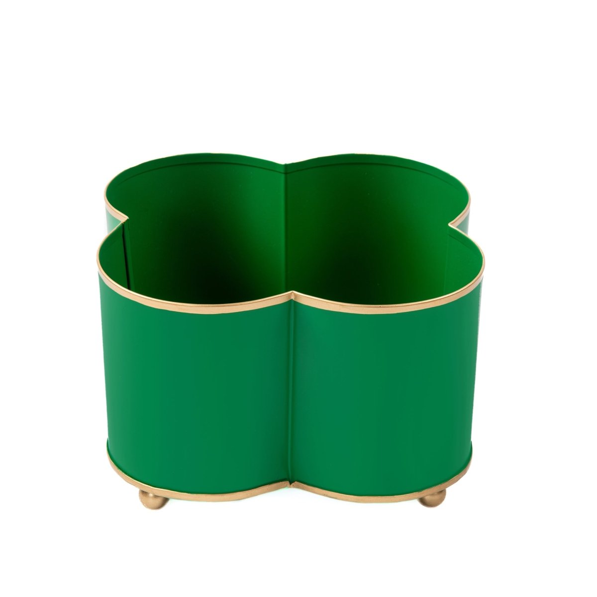 Mattie Green / Emerald Green Quatrefoil Metal Cachepot Planter For Bedroom, Office, Kitchen and Living Room - Cachepots from Jaye's Studio
