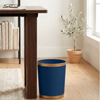 Mattie Indigo Blue Oval Metal Garbage Can, Wastebasket, Bathroom Trash Can for Home Office, Bedroom, Vanity - Oval without Lid - Wastebaskets from Jaye's Studio