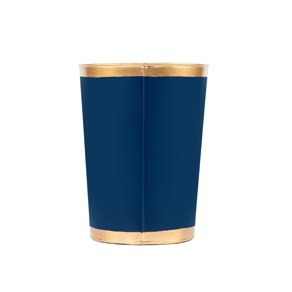 Mattie Indigo Blue Oval Metal Garbage Can, Wastebasket, Bathroom Trash Can for Home Office, Bedroom, Vanity - Oval without Lid - Wastebaskets from Jaye's Studio