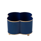 Mattie Indigo Blue Quatrefoil Metal Cachepot Planter For Bedroom, Office, Kitchen and Living Room - Cachepots from Jaye's Studio