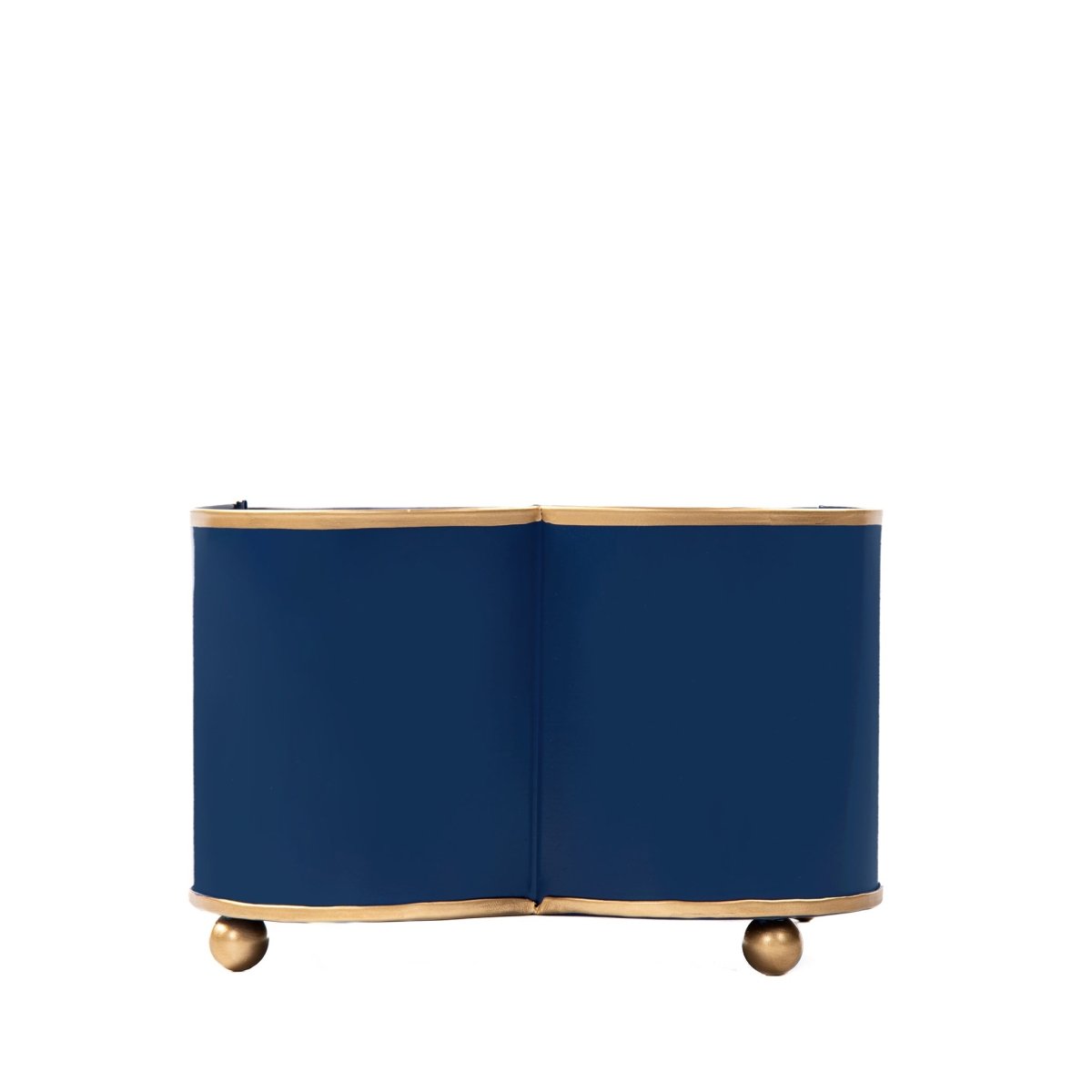 Mattie Indigo Blue Quatrefoil Metal Cachepot Planter For Bedroom, Office, Kitchen and Living Room - Cachepots from Jaye's Studio