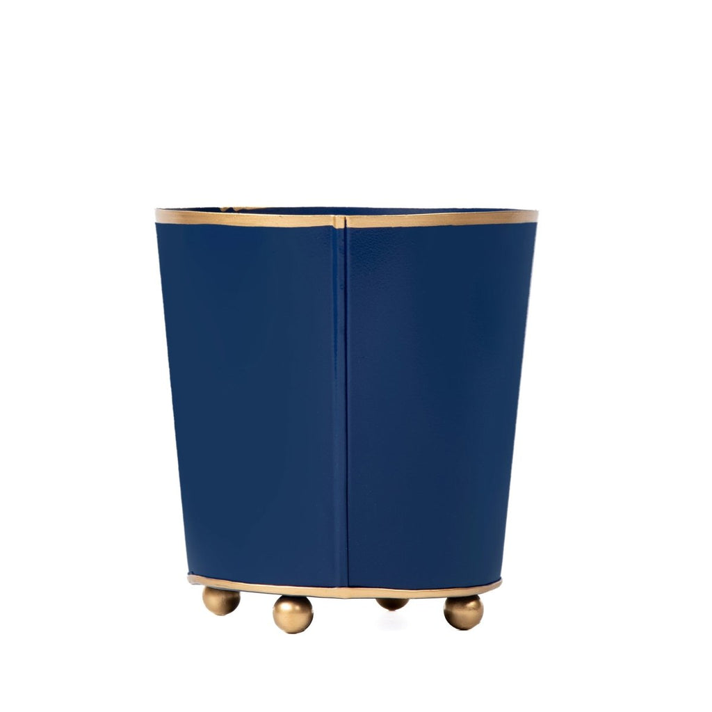 Mattie Indigo Blue Round Metal Cachepot For Bedroom, Office, Kitchen, Living Room - Cachepots from Jaye's Studio