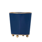 Mattie Indigo Blue Round Metal Cachepot For Bedroom, Office, Kitchen, Living Room - Cachepots from Jaye's Studio