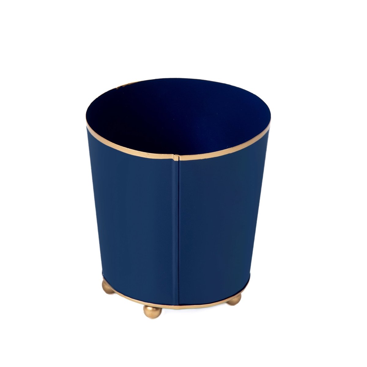 Mattie Indigo Blue Round Metal Cachepot For Bedroom, Office, Kitchen, Living Room - Cachepots from Jaye's Studio