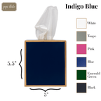 Mattie Indigo Blue Square Metal Tissue Box Cover for Bathroom, Vanity, Bedroom, Home Office - Tissue Box Cover from Jaye's Studio
