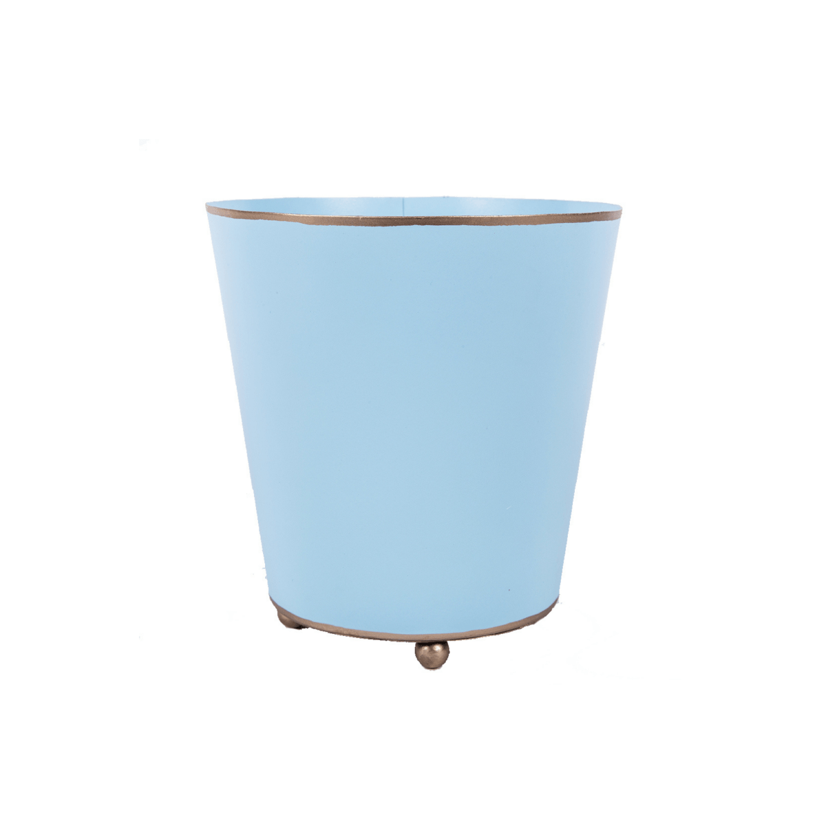Mattie Light Blue Round Metal Cachepot For Bedroom, Office, Kitchen, Living Room - Cachepots from Jaye's Studio