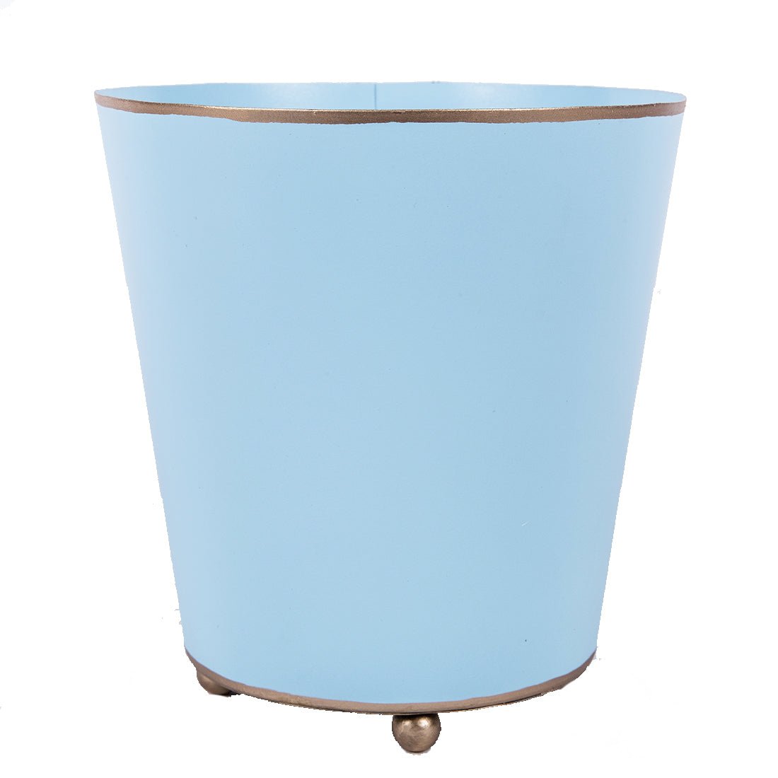 Mattie Light Blue Round Metal Cachepot For Bedroom, Office, Kitchen, Living Room - Cachepots from Jaye's Studio