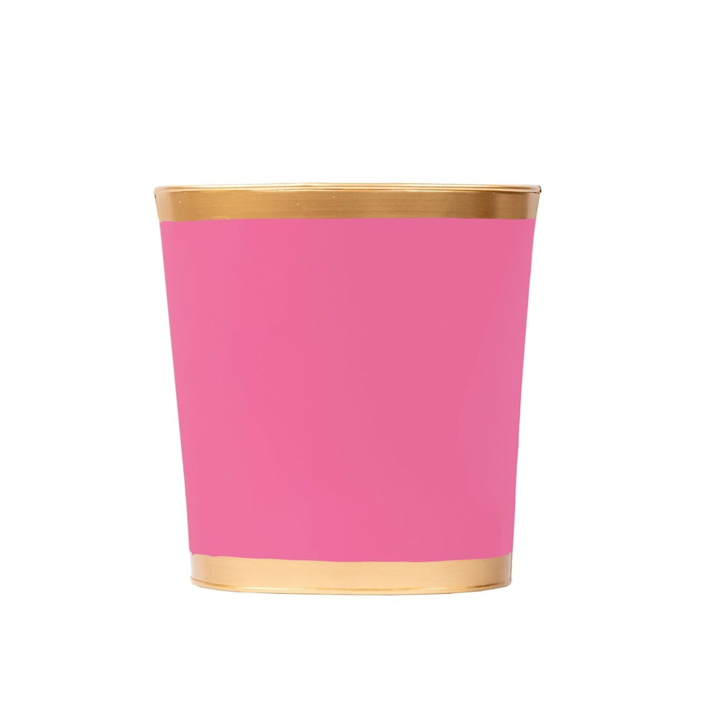 Mattie Pink Oval Metal Garbage Can, Wastebasket, Bathroom Trash Can for Home Office, Bedroom, Vanity - Oval without Lid - Wastebaskets from Jaye's Studio