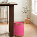 Mattie Pink Oval Metal Garbage Can, Wastebasket, Bathroom Trash Can for Home Office, Bedroom, Vanity - Oval without Lid - Wastebaskets from Jaye's Studio