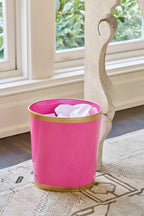 Mattie Pink Oval Metal Garbage Can, Wastebasket, Bathroom Trash Can for Home Office, Bedroom, Vanity - Oval without Lid - Wastebaskets from Jaye's Studio