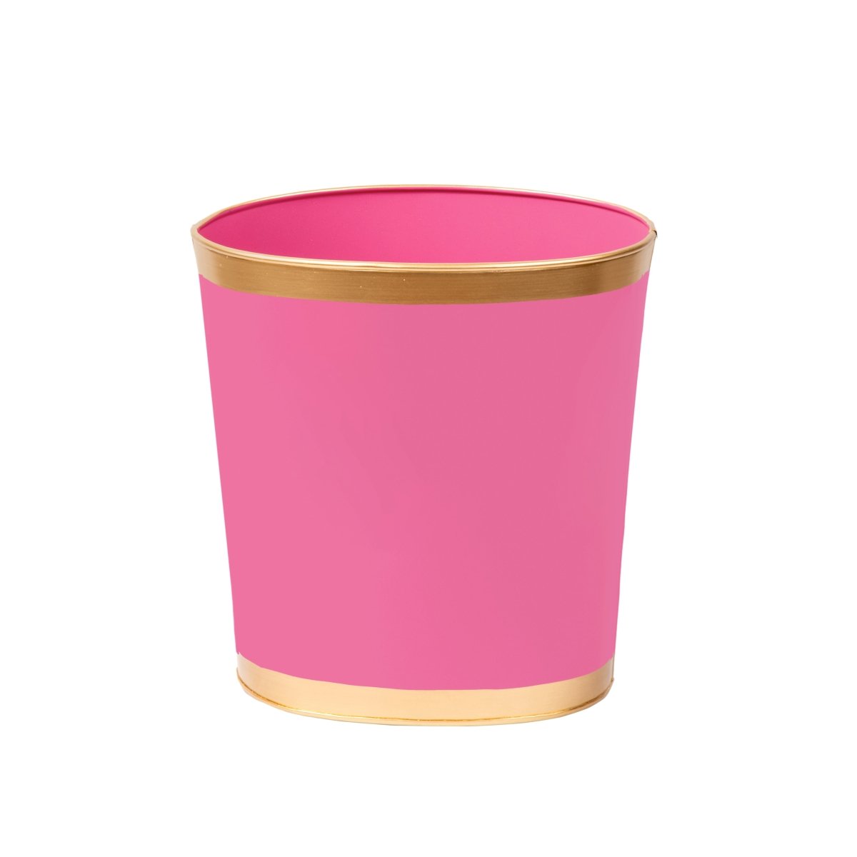 Mattie Pink Oval Metal Garbage Can, Wastebasket, Bathroom Trash Can for Home Office, Bedroom, Vanity - Oval without Lid - Wastebaskets from Jaye's Studio