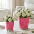 Mattie Pink Round Metal Cachepot For Bedroom, Office, Kitchen, Living Room - Cachepots from Jaye's Studio