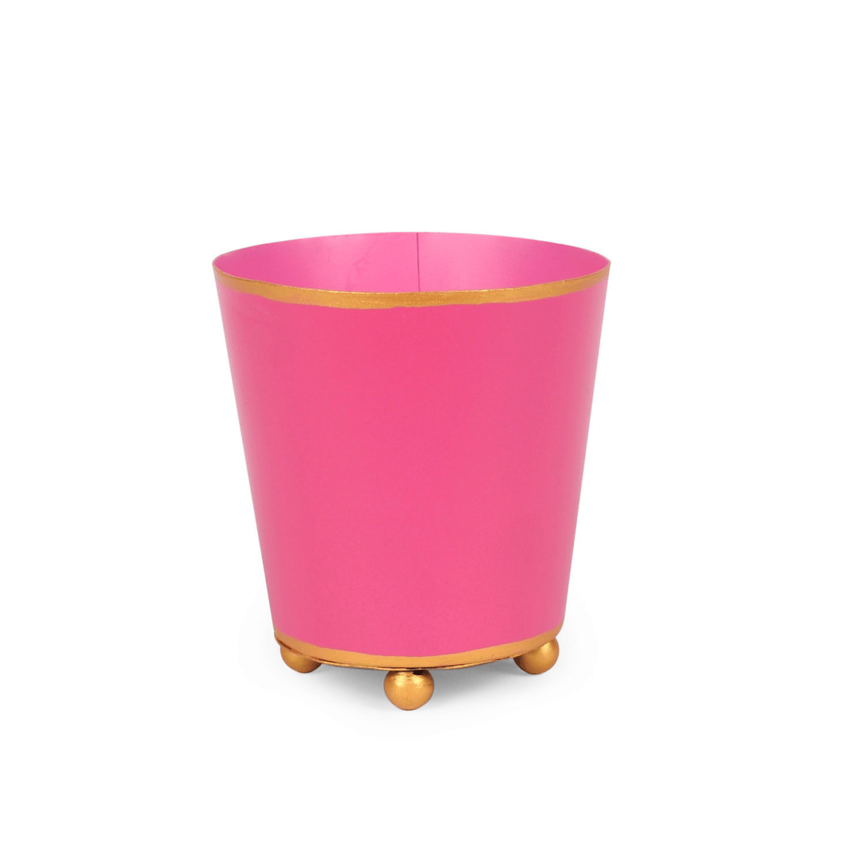 Mattie Pink Round Metal Cachepot For Bedroom, Office, Kitchen, Living Room