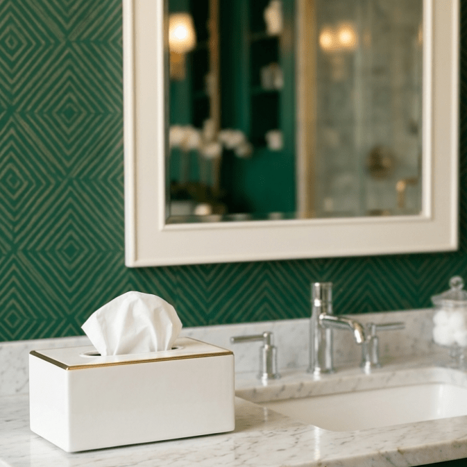 Mattie Rectangular Tissue Box Cover - White - Tissue Box Cover from Jaye's Studio