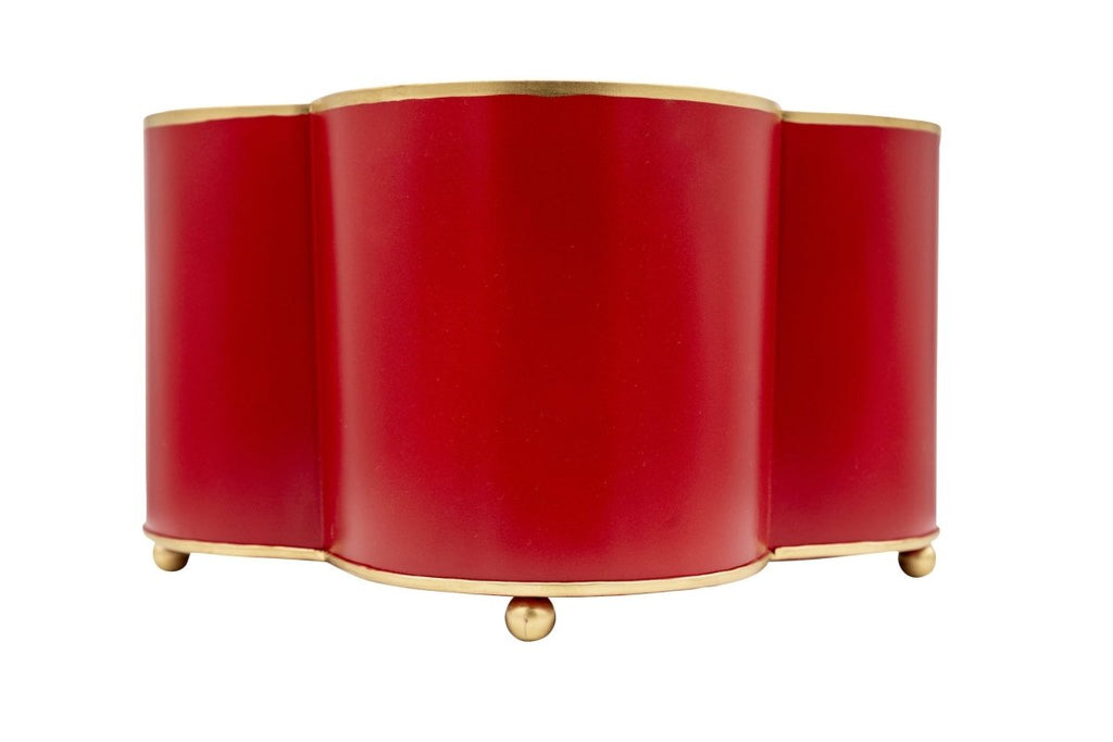 Mattie Red Quatrefoil Metal Cachepot Planter for Bedroom, Office, Kitchen, Living Room - Cachepots from Jaye's Studio