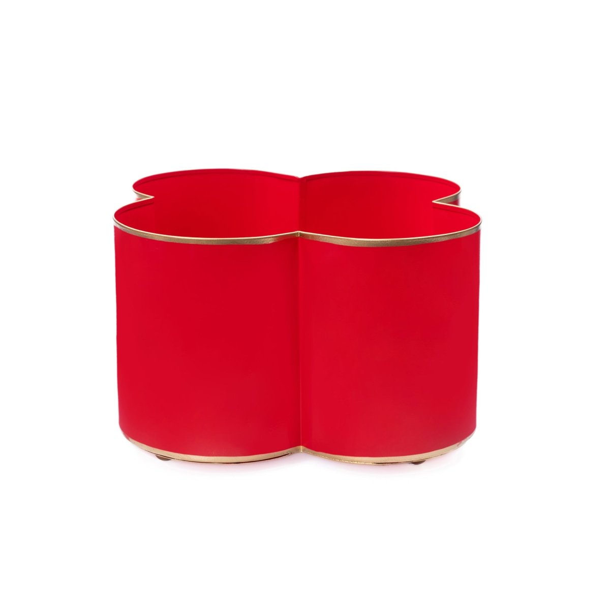 Mattie Red Quatrefoil Metal Cachepot Planter for Bedroom, Office, Kitchen, Living Room - Cachepots from Jaye's Studio