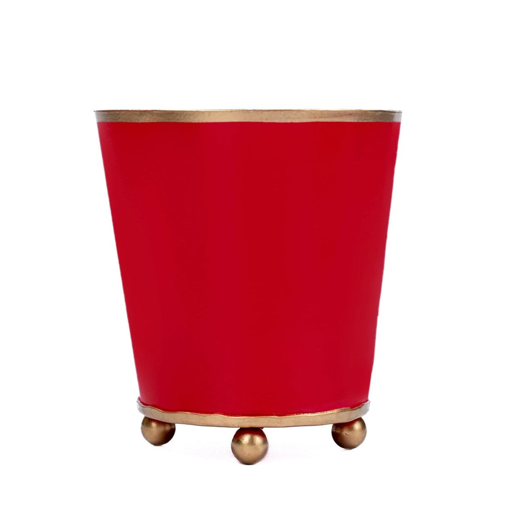 Mattie Red Round Metal Cachepot For Bedroom, Office, Kitchen, Living Room - Cachepots from Jaye's Studio