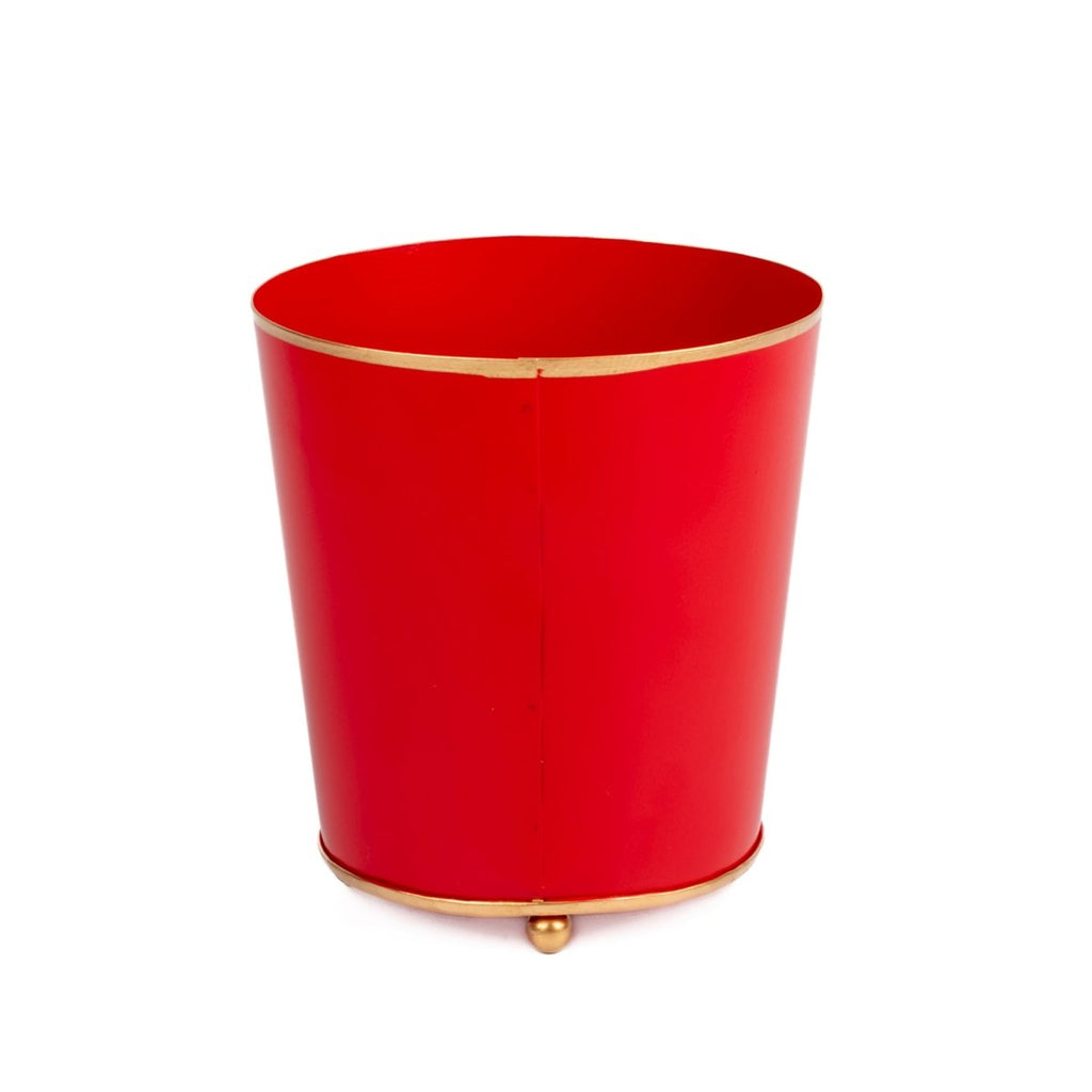 Mattie Red Round Metal Cachepot For Bedroom, Office, Kitchen, Living Room - Cachepots from Jaye's Studio