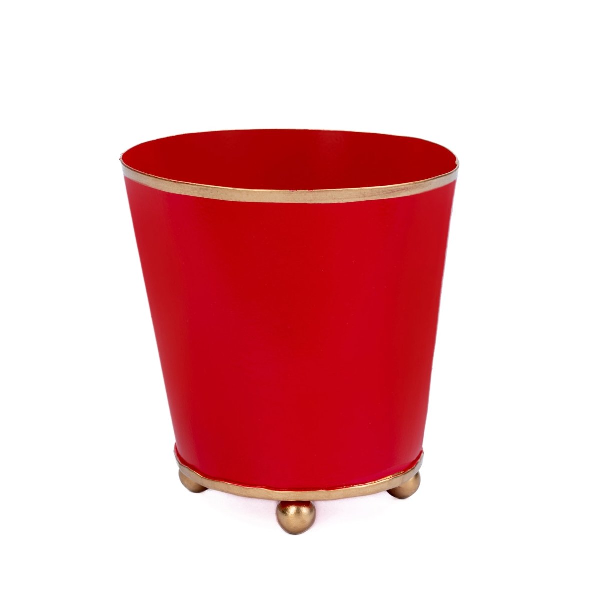 Mattie Red Round Metal Cachepot For Bedroom, Office, Kitchen, Living Room - Cachepots from Jaye's Studio