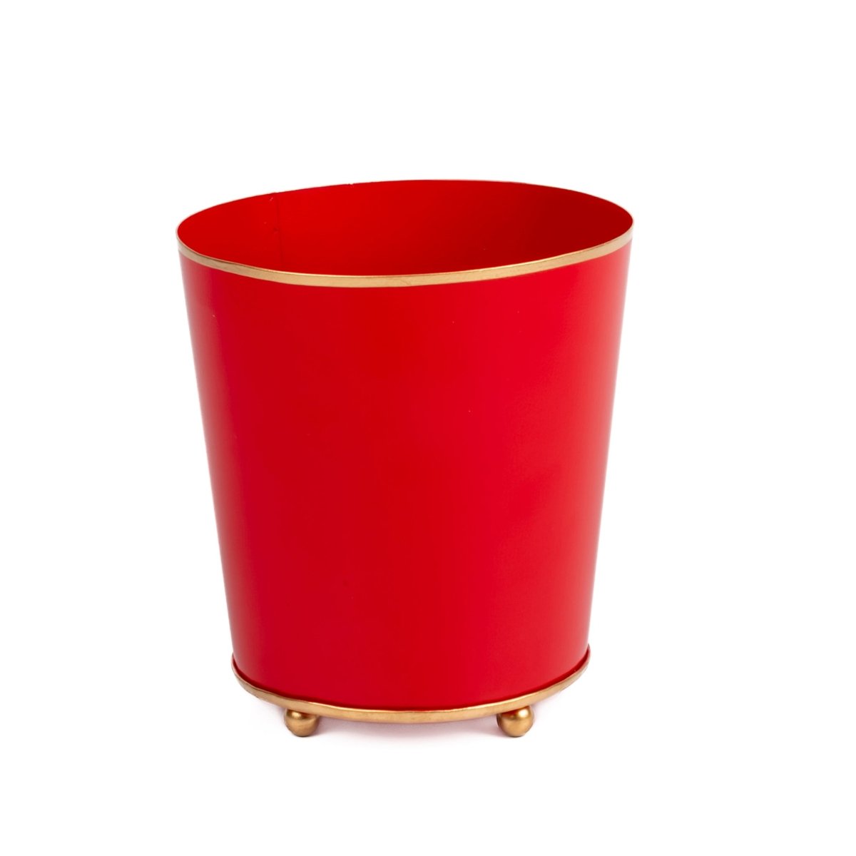 Mattie Red Round Metal Cachepot For Bedroom, Office, Kitchen, Living Room - Cachepots from Jaye's Studio