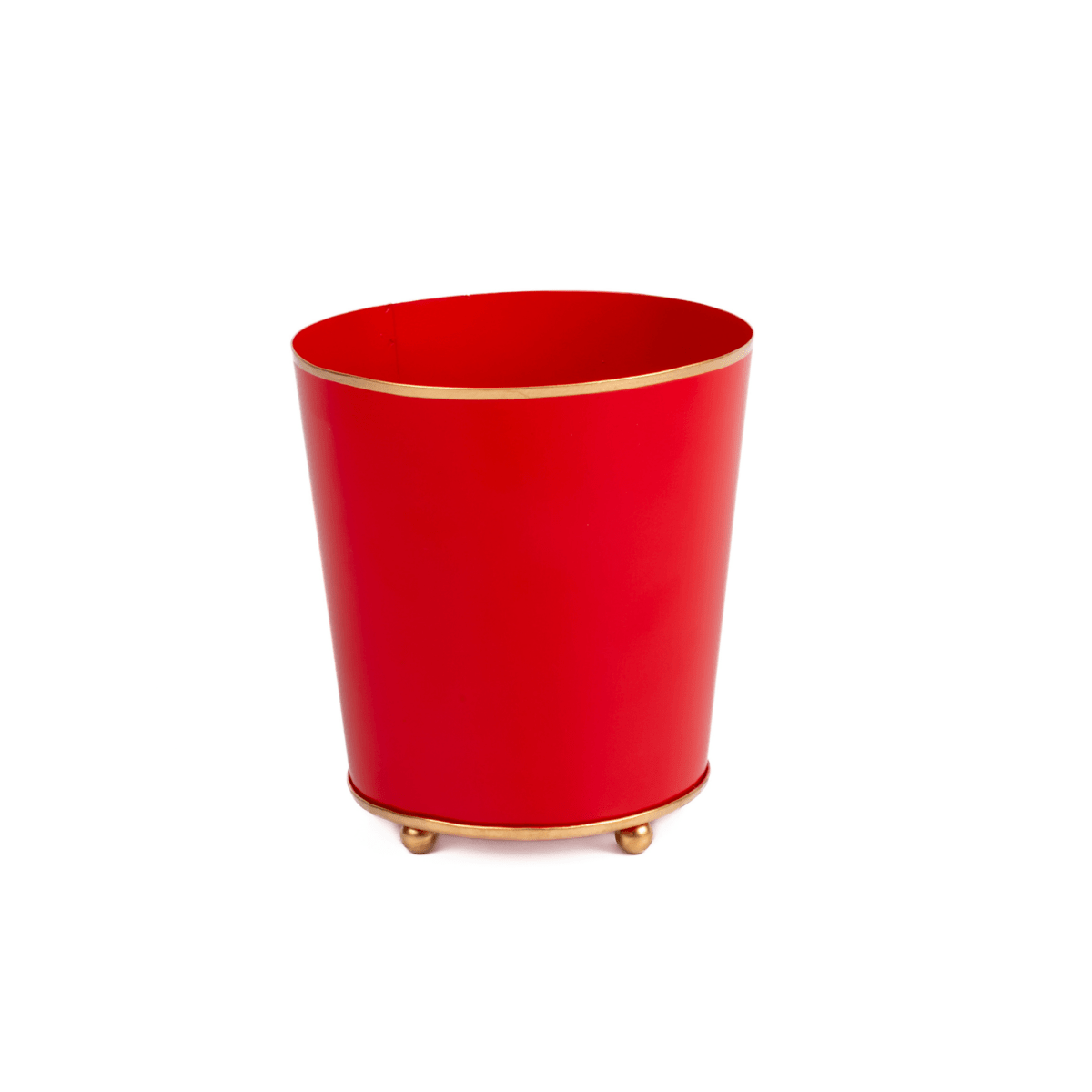 Mattie Red Round Metal Cachepot For Bedroom, Office, Kitchen, Living Room - Cachepots from Jaye's Studio
