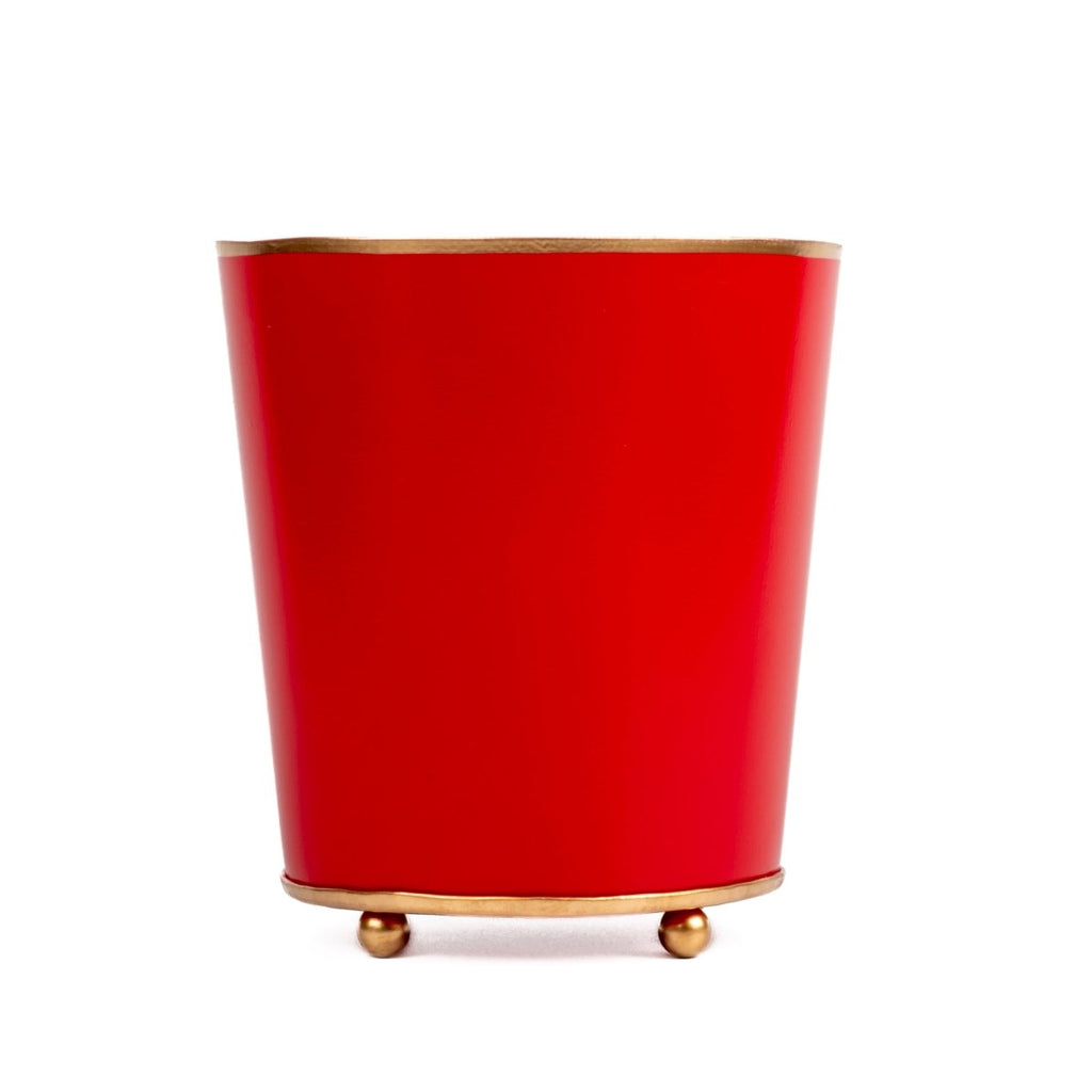 Mattie Red Round Metal Cachepot For Bedroom, Office, Kitchen, Living Room - Cachepots from Jaye's Studio