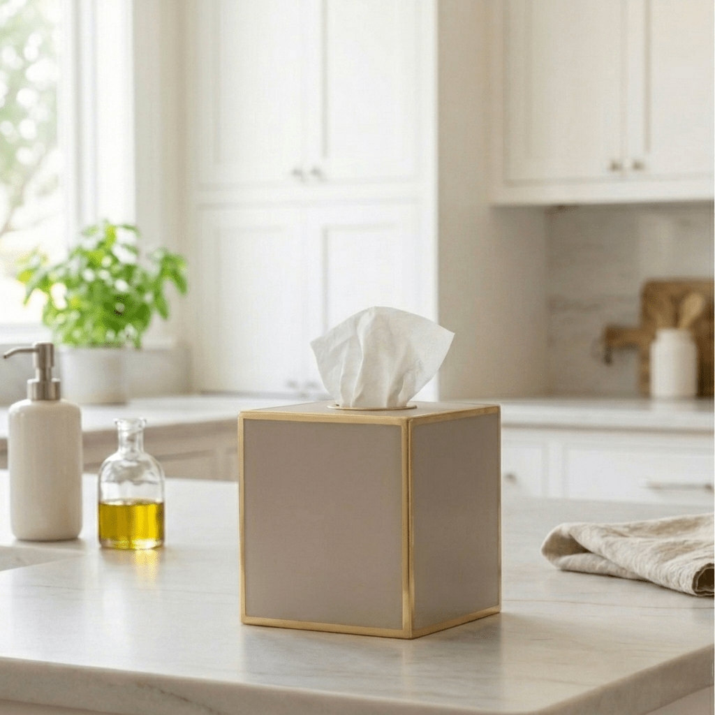 Mattie Square Tissue Box Cover - Natural - Avail 06/26 - Tissue Box Cover from Jaye's Studio