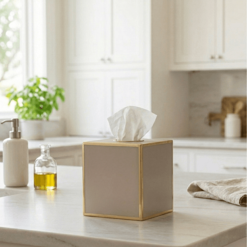 Mattie Square Tissue Box Cover - Natural - Avail 06/26 - Tissue Box Cover from Jaye's Studio
