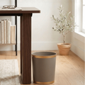 Mattie Taupe Oval Metal Garbage Can, Wastebasket, Bathroom Trash Can for Home Office, Bedroom, Vanity - Oval without Lid - Wastebaskets from Jaye's Studio