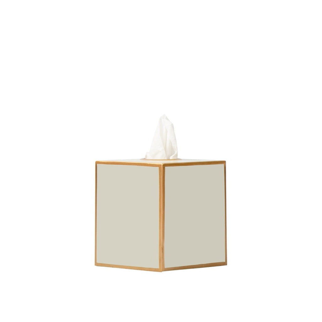 Mattie Taupe Square Metal Tissue Box Cover for Bathroom, Vanity, Bedroom, Home Office - Tissue Box Cover from Jaye's Studio
