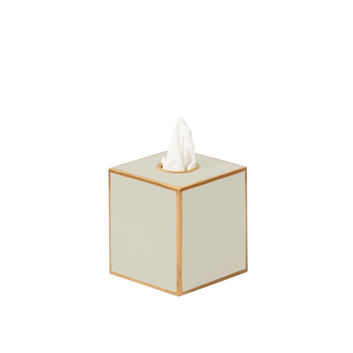 Mattie Taupe Square Metal Tissue Box Cover for Bathroom, Vanity, Bedroom, Home Office - Tissue Box Cover from Jaye's Studio