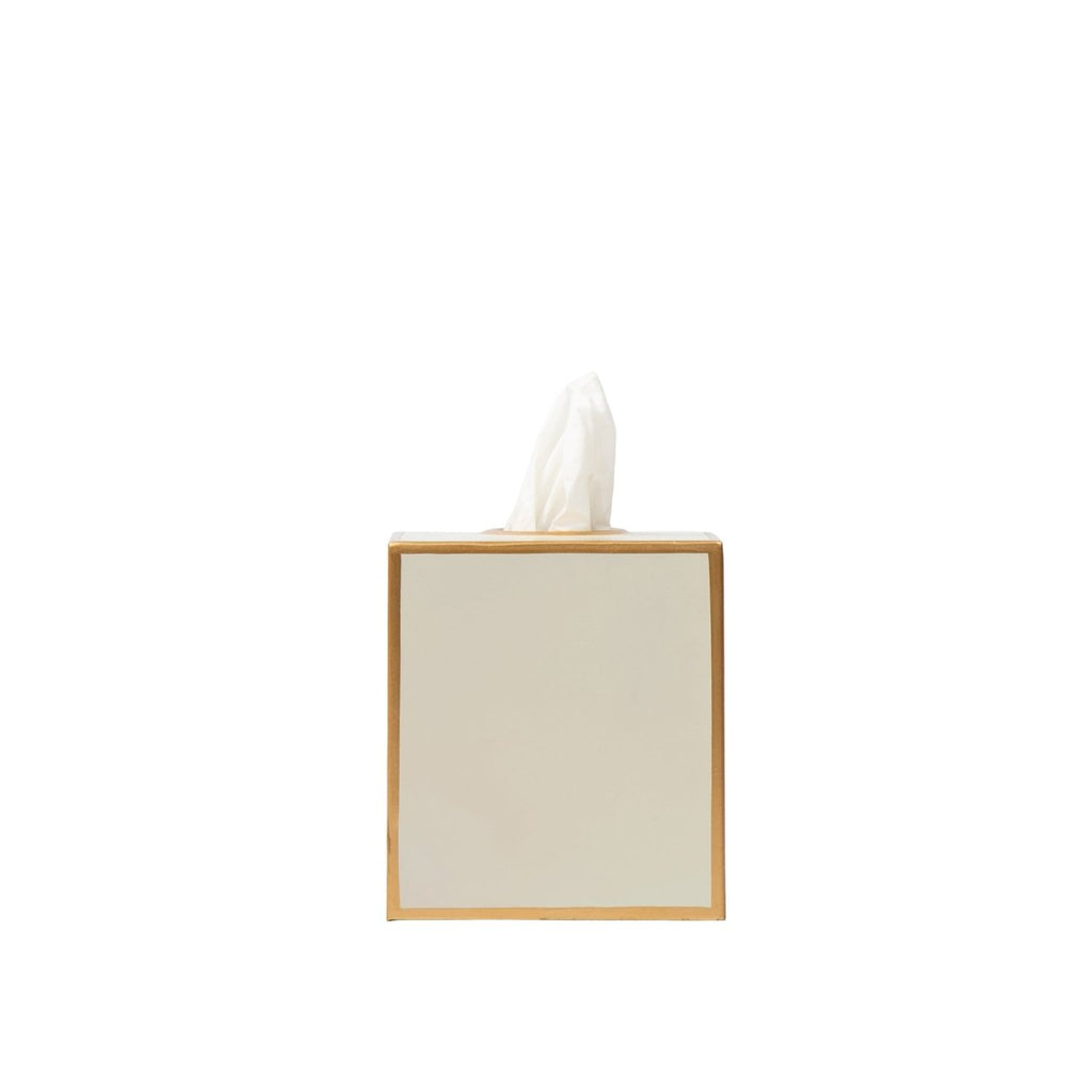 Mattie Taupe Square Metal Tissue Box Cover for Bathroom, Vanity, Bedroom, Home Office - Tissue Box Cover from Jaye's Studio