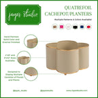 Mattie White Quatrefoil Metal Cachepot Planter For Bedroom, Office, Kitchen and Living Room - Avail 11/26 - Cachepots from Jaye's Studio