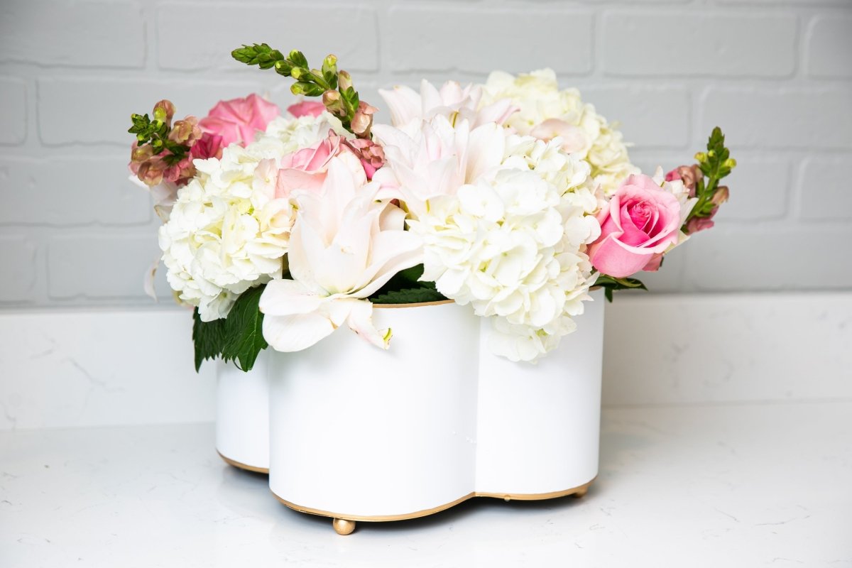 Mattie Quatrefoil Cachepot Planter White | Jaye's Studio