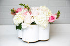 Mattie White Quatrefoil Metal Cachepot Planter For Bedroom, Office, Kitchen and Living Room - Avail 11/26 - Cachepots from Jaye's Studio