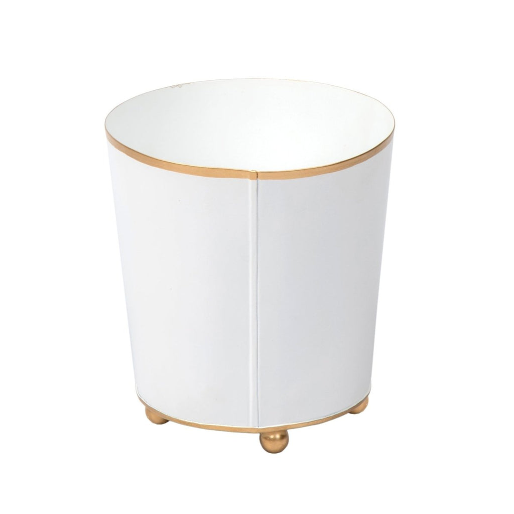 Mattie White Round Metal Cachepot For Bedroom, Office, Kitchen, Living Room - Cachepots from Jaye's Studio