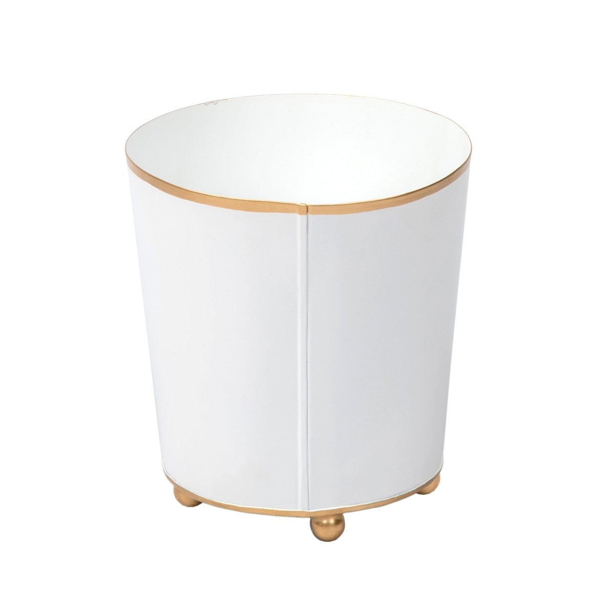 Mattie White Round Metal Cachepot For Bedroom, Office, Kitchen, Living Room - Cachepots from Jaye's Studio