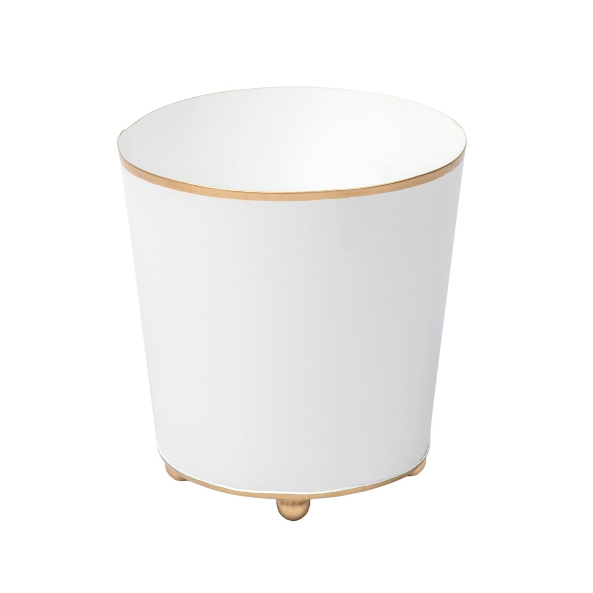 Mattie White Round Metal Cachepot For Bedroom, Office, Kitchen, Living Room - Cachepots from Jaye's Studio