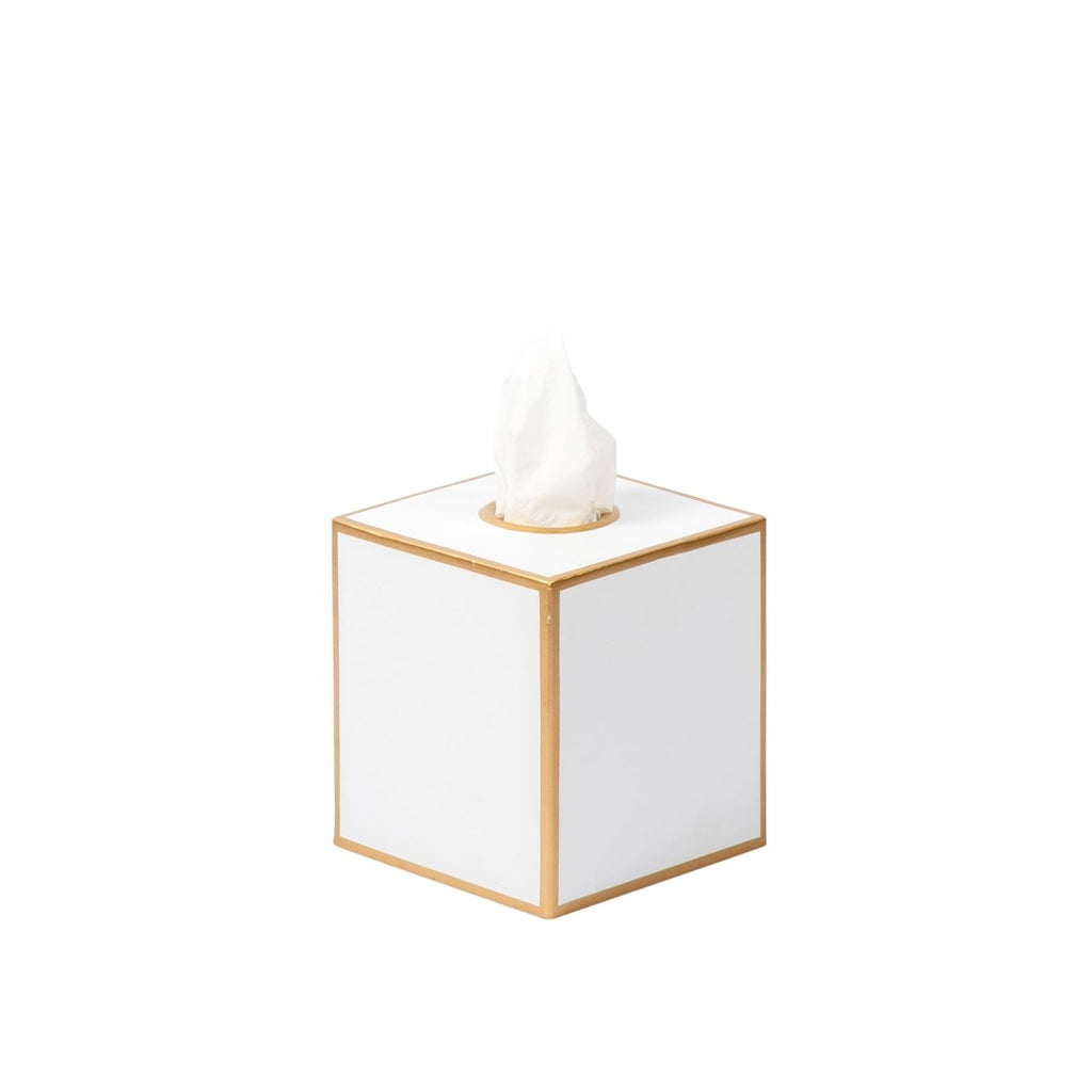 Mattie White Square Metal Tissue Box Cover for Bathroom, Vanity, Bedroom, Home Office - Tissue Box Cover from Jaye's Studio