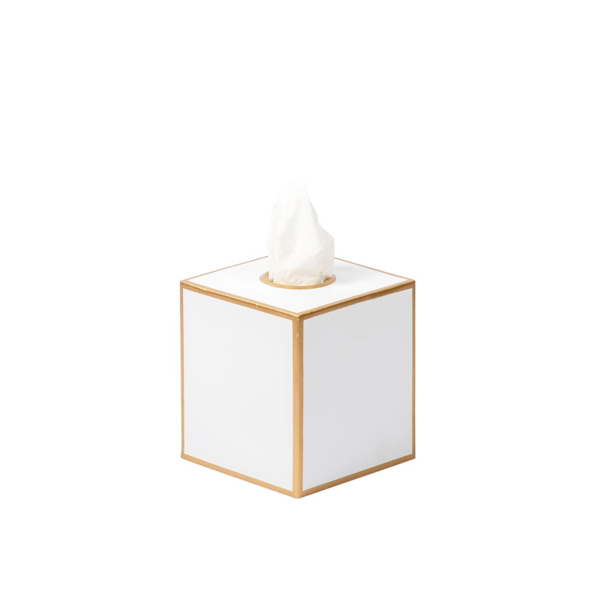 Mattie White Square Metal Tissue Box Cover for Bathroom, Vanity, Bedroom, Home Office - Tissue Box Cover from Jaye's Studio