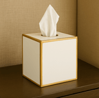 Mattie White Square Metal Tissue Box Cover for Bathroom, Vanity, Bedroom, Home Office - Tissue Box Cover from Jaye's Studio