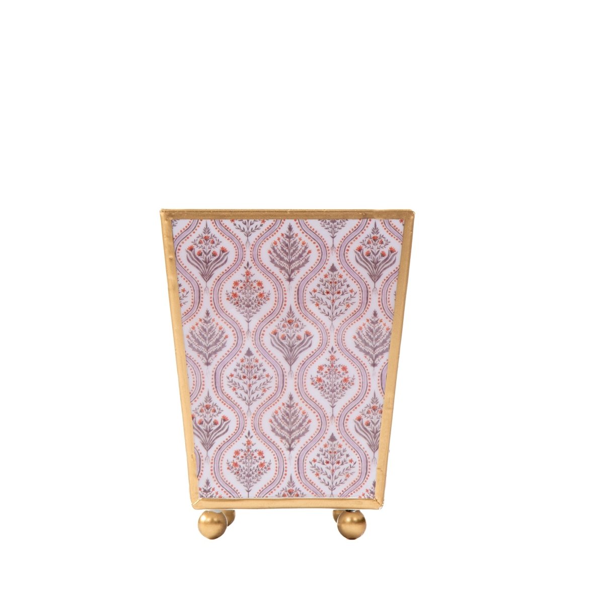 Monticello Enameled Purple and Orange Square Metal Cachepot Planter for Bedroom, Home Office, Kitchen, Living Room - Cachepots from Jaye's Studio