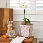 Monticello Enameled Purple and Orange Square Metal Cachepot Planter for Bedroom, Home Office, Kitchen, Living Room - Cachepots from Jaye's Studio