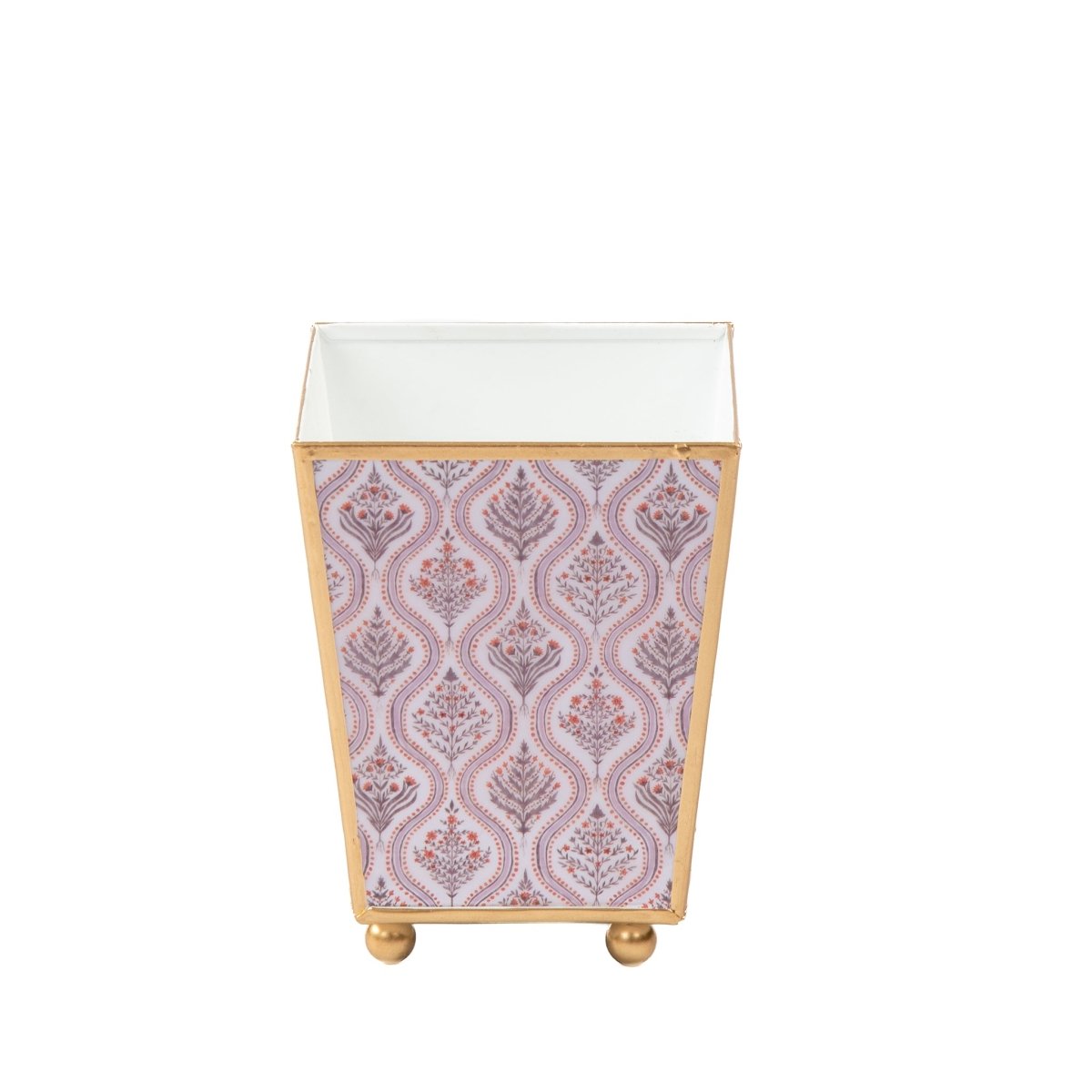 Monticello Enameled Purple and Orange Square Metal Cachepot Planter for Bedroom, Home Office, Kitchen, Living Room - Cachepots from Jaye's Studio