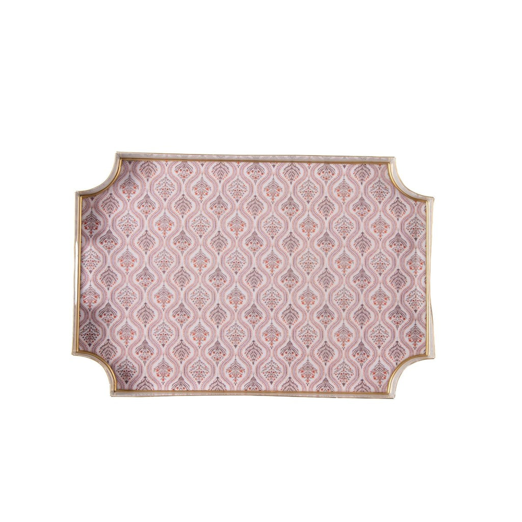 Monticello Purple and Orange Enameled Rectangle Decorative Serving Tray - for Kitchen, Barware, Vanity, Jaye Tray - Serving Trays from Jaye's Studio